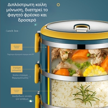 Δοχείο φαγητού με καπάκι, μονωμένο βαρέλι φαγητού για ενήλικες, μονωμένο δοχείο φαγητού από ανοξείδωτο ατσάλι, μεγάλης χωρητικότητας για μαθητές