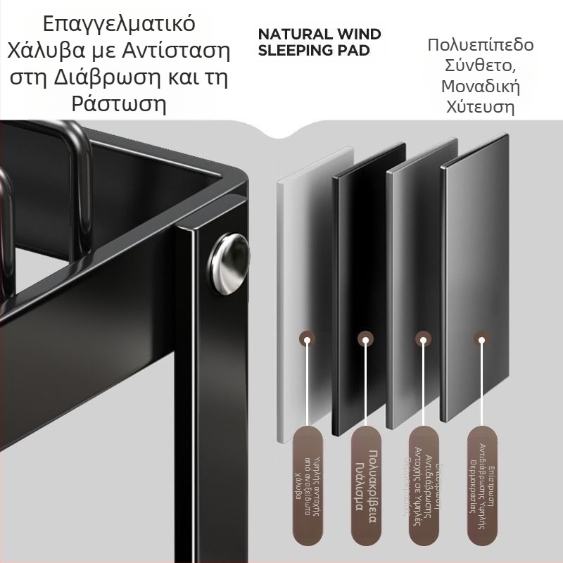 Ράφι αποθήκευσης νεροχύτη κουζίνας Πολυλειτουργική βάση στεγνώματος Ράφι πιάτων Ράφι νιπτήρα Ράφι αποθήκευσης πιάτων πάγκου