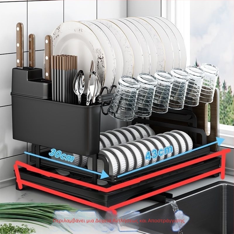 Ράφι αποθήκευσης νεροχύτη κουζίνας Πολυλειτουργική βάση στεγνώματος Ράφι πιάτων Ράφι νιπτήρα Ράφι αποθήκευσης πιάτων πάγκου
