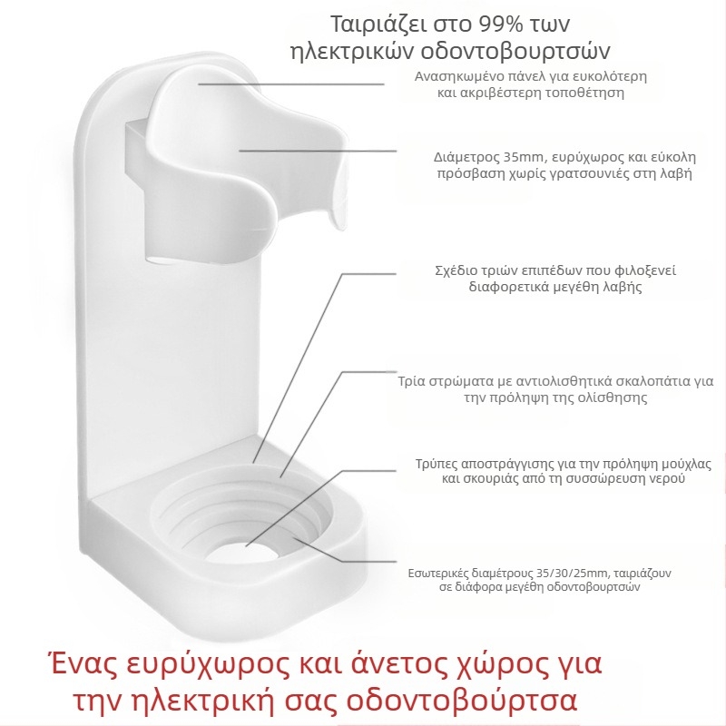 Βάση ηλεκτρικής οδοντόβουρτσας, επιτοίχια βάση αποθήκευσης, αυτοκόλλητη κεφαλή οδοντόβουρτσας χωρίς τρυπάνι, βάση δώρου, βάση αποθήκευσης οδοντόβουρτσας