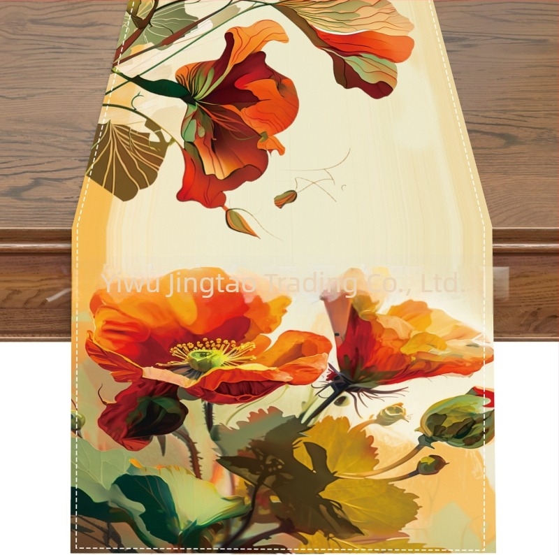 2024 Διασυνοριακό Νέο Τραπεζομάντιλο από Λινό για Άνοιξη και Καλοκαίρι, Λουλούδια για Σπίτι, Εστιατόριο, Σαλόνι, Τραπεζαρία, Εσωτερική, Εξωτερική Διακοσμητική Τραπεζομάντιλο