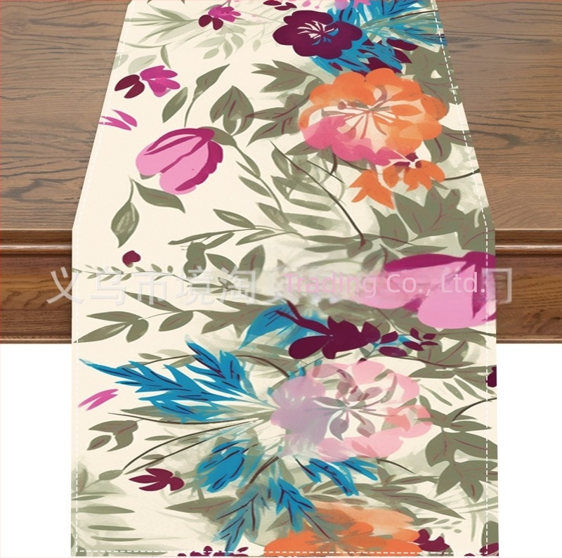 2024 Διασυνοριακό Νέο Τραπεζομάντιλο από Λινό για Άνοιξη και Καλοκαίρι, Λουλούδια για Σπίτι, Εστιατόριο, Σαλόνι, Τραπεζαρία, Εσωτερική, Εξωτερική Διακοσμητική Τραπεζομάντιλο