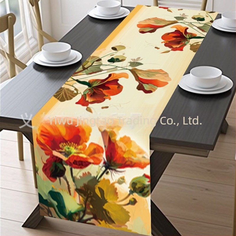 2024 Διασυνοριακό Νέο Τραπεζομάντιλο από Λινό για Άνοιξη και Καλοκαίρι, Λουλούδια για Σπίτι, Εστιατόριο, Σαλόνι, Τραπεζαρία, Εσωτερική, Εξωτερική Διακοσμητική Τραπεζομάντιλο