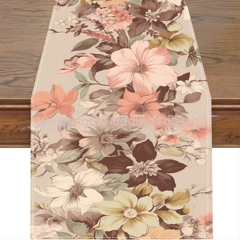 2024 Διασυνοριακό Νέο Τραπεζομάντιλο από Λινό για Άνοιξη και Καλοκαίρι, Λουλούδια για Σπίτι, Εστιατόριο, Σαλόνι, Τραπεζαρία, Εσωτερική, Εξωτερική Διακοσμητική Τραπεζομάντιλο