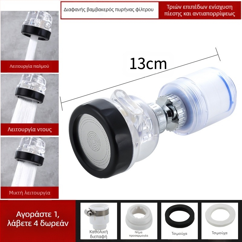 Φίλτρο βρύσης για καθαριστή νερού κουζίνας, επέκταση κεφαλής πιτσιλίσματος, εξοικονόμηση νερού, γενικής χρήσης, φυσαλίδα ντους με πίεση