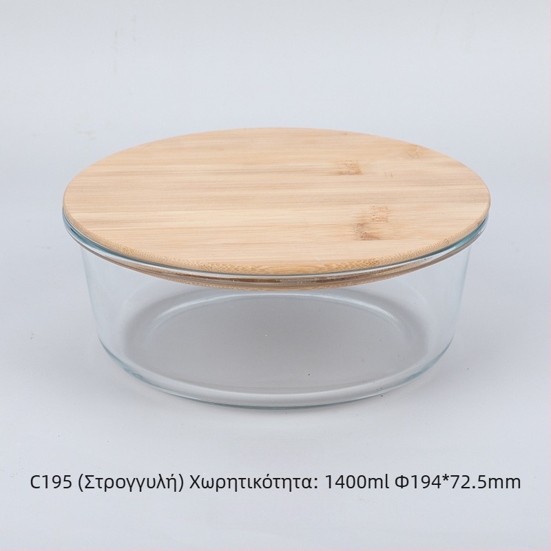 Χονδρικό μπαμπού ξύλινο καπάκι γυάλινο κουτί μεσημεριανού γεύματος φρέσκο κουτί ανθεκτικό στη θερμότητα γυαλί υψηλό βοριοπυριτικό ιαπωνικό κουτί μεσημεριανού γεύματος φούρνο μικροκυμάτων