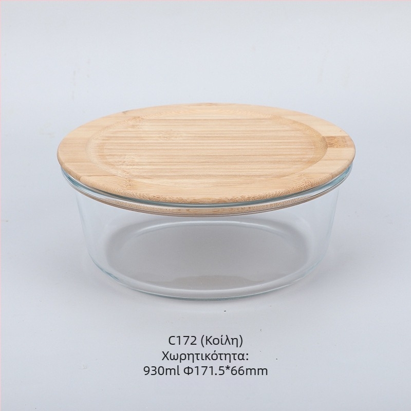 Χονδρικό μπαμπού ξύλινο καπάκι γυάλινο κουτί μεσημεριανού γεύματος φρέσκο κουτί ανθεκτικό στη θερμότητα γυαλί υψηλό βοριοπυριτικό ιαπωνικό κουτί μεσημεριανού γεύματος φούρνο μικροκυμάτων