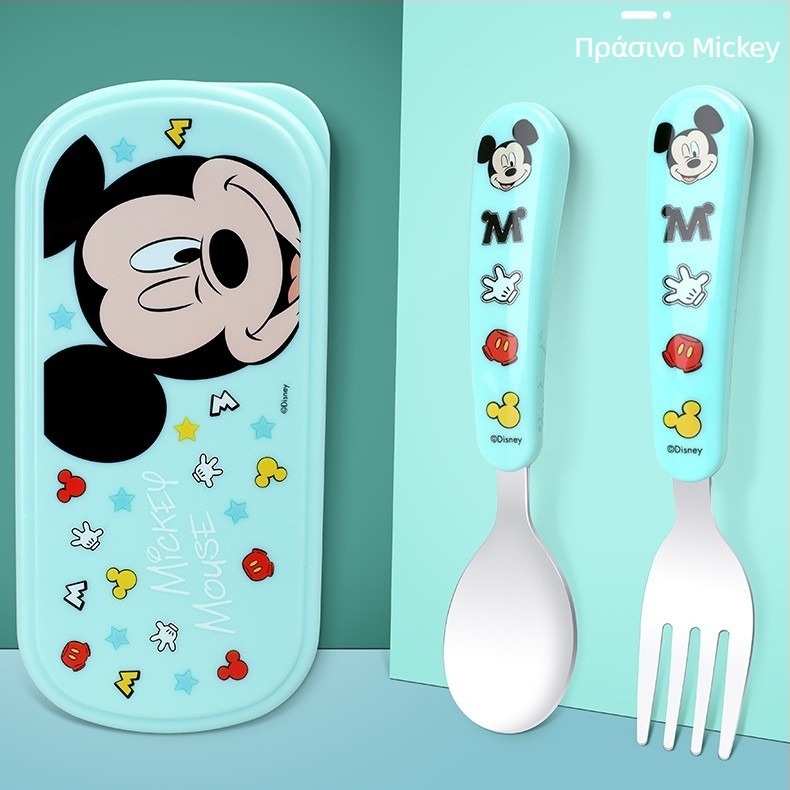 Κουτάλι Disney με κουτί, παιδικό κουτάλι, φορητή τσάντα κινουμένων σχεδίων από ανοξείδωτο ατσάλι 304