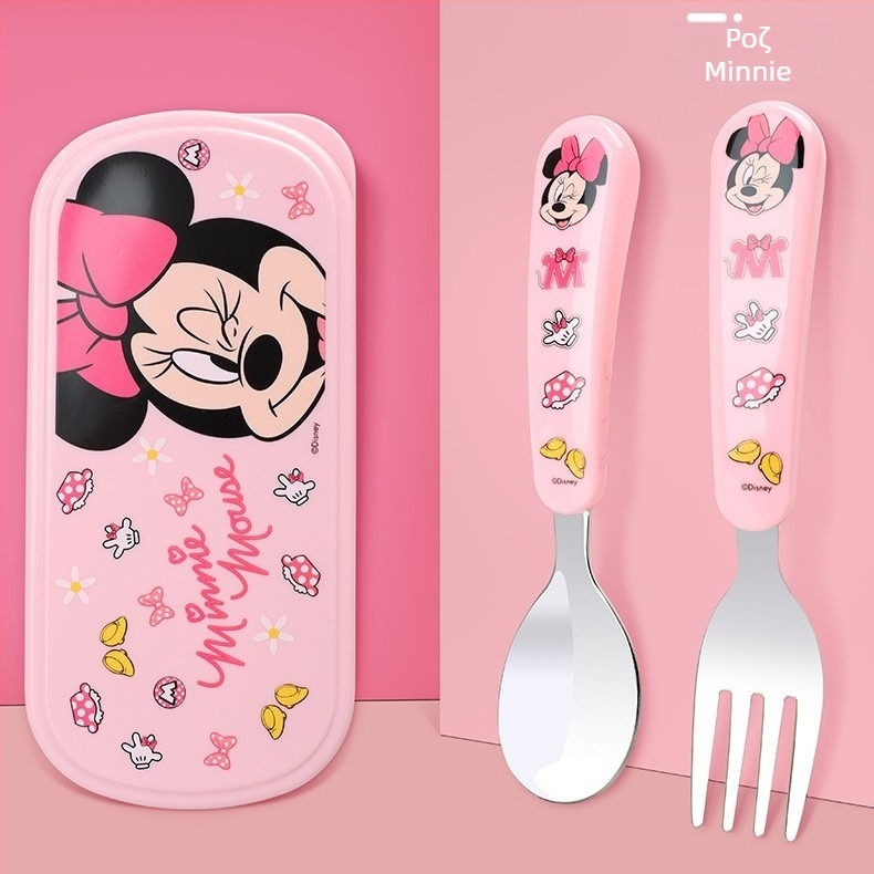 Κουτάλι Disney με κουτί, παιδικό κουτάλι, φορητή τσάντα κινουμένων σχεδίων από ανοξείδωτο ατσάλι 304