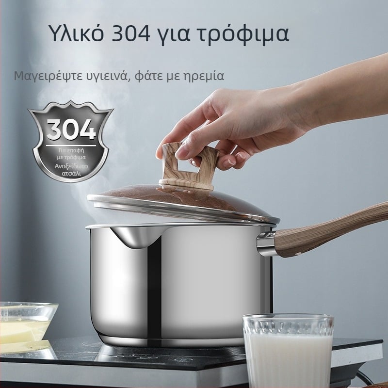 304 χοντρό ανοξείδωτο δοχείο γάλακτος διπλού πυθμένα δοχείο βρεφικής τροφής δοχείο σούπας μικρό δοχείο γάλακτος δοχείο στιγμιαίων νουντλς δώρο τυπωμένο λογότυπο