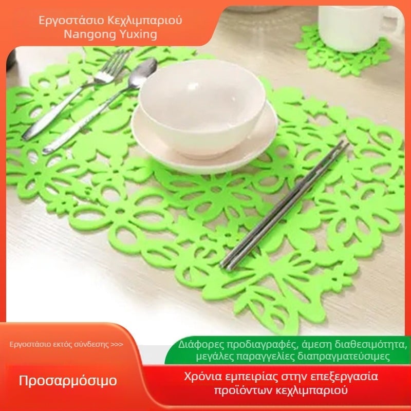 Ορθογώνια σουπλά από τσόχα, σουβέρ από τσόχα, κοίλα πολύχρωμα σουπλά από τσόχα, υψηλής ποιότητας χαλάκια φαγητού δυτικού στιλ, χαλάκια για πιάτα και μπολ, τραπεζομάντιλα