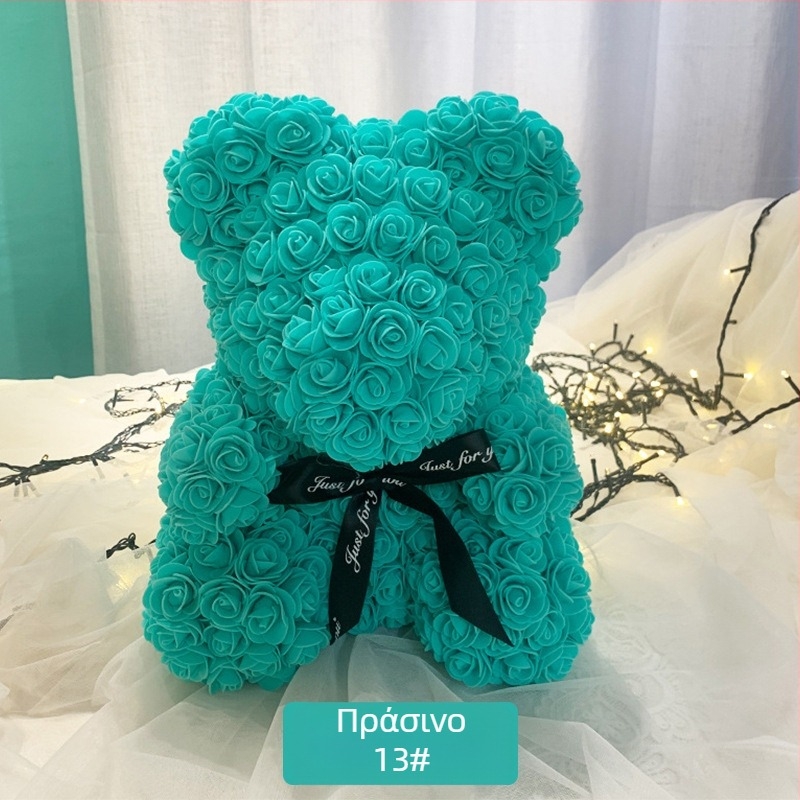 Ροζ Αρκουδάκι Διατηρημένο Λουλούδι Ημέρας του Αγίου Βαλεντίνου Δώρο Προσομοίωσης Λουλουδιού Pe Bear Δώρο Γενεθλίων Rose Bubble Bear Εξωτερικού Εμπορίου Χονδρική