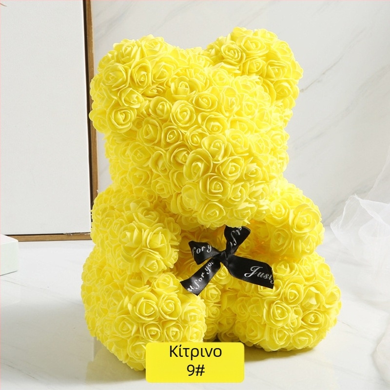 Ροζ Αρκουδάκι Διατηρημένο Λουλούδι Ημέρας του Αγίου Βαλεντίνου Δώρο Προσομοίωσης Λουλουδιού Pe Bear Δώρο Γενεθλίων Rose Bubble Bear Εξωτερικού Εμπορίου Χονδρική