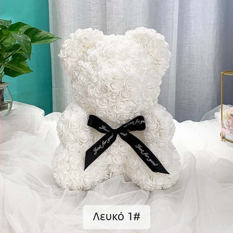 Ροζ Αρκουδάκι Διατηρημένο Λουλούδι Ημέρας του Αγίου Βαλεντίνου Δώρο Προσομοίωσης Λουλουδιού Pe Bear Δώρο Γενεθλίων Rose Bubble Bear Εξωτερικού Εμπορίου Χονδρική