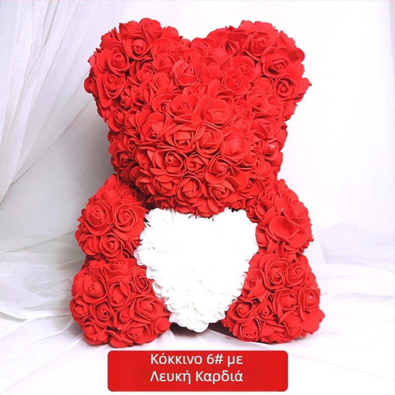 Ροζ Αρκουδάκι Διατηρημένο Λουλούδι Ημέρας του Αγίου Βαλεντίνου Δώρο Προσομοίωσης Λουλουδιού Pe Bear Δώρο Γενεθλίων Rose Bubble Bear Εξωτερικού Εμπορίου Χονδρική