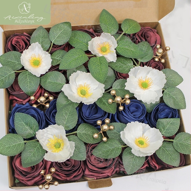 Εργοστασιακή διασυνοριακή προσομοίωση αυξήθηκε ψεύτικο κουτί δώρου λουλουδιών για διακόσμηση γραφείου γάμου DIY γάμου αρραβώνων γάμου