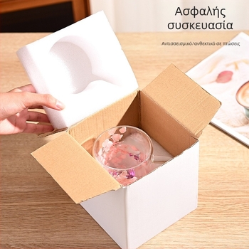 Νέο διασυνοριακό δημιουργικό κύπελλο διπλής στρώσης με αποξηραμένα λουλούδια, υψηλής αξίας δημιουργικό μικρό ανδρικό κύπελλο καφέ μέσης για το σπίτι, κύπελλο γάλακτος