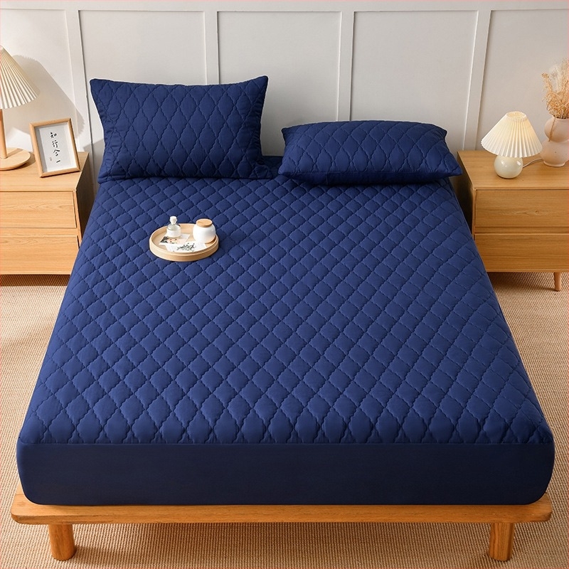 Αδιάβροχο κάλυμμα κρεβατιού Διασυνοριακό εμπόριο Nantong Μονόχρωμο κάλυμμα κρεβατιού Προστατευτικό κάλυμμα στρώματος από παχύ βαμβάκι, ανθεκτικό στα ούρα, μονό τεμάχιο