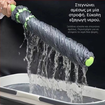 Bicaso περιστρεφόμενη σφουγγαρίστρα οικιακής χρήσης, ανθεκτική, χωρίς χέρια, ανταλλακτική κεφαλή σφουγγαρίστρας διπλής χρήσης για υγρή και ξηρή χρήση