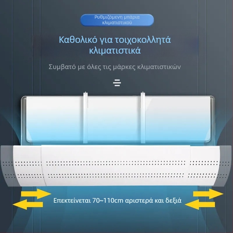 Διευρυμένο παρμπρίζ κλιματιστικού τύπου Β Έξοδος αντι-άμεσης εμφύσησης Παρμπρίζ Επιτοίχιος εκτροπέας ανέμου κλιματιστικού Τεντώσιμος τύπος