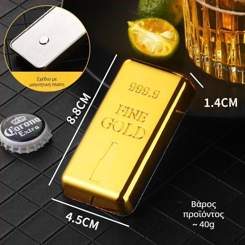 Οικιακή ABS από ανοξείδωτο ατσάλι προσομοίωση χρυσού μπαρ χρυσό τούβλο ανοιχτήρι μπουκαλιών μπύρας μαγνήτης διακόσμηση αυτοκόλλητο ψυγείου κουζίνας κρασί μίζα