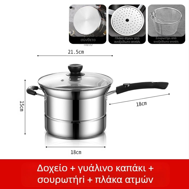 Amazon Διασυνοριακή φριτέζα από ανοξείδωτο χάλυβα Οικιακή πολυλειτουργική κατσαρόλα σούπας για ατμό και βράσιμο Noodles Pot Δώρο χονδρικής