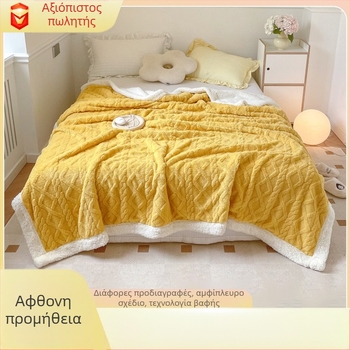 Κουβέρτα από βελούδο αρνιού με πάχος άνοιξης, διπλής όψης, ταφτά, εξαιρετικά παχύ, μικρή κουβέρτα, κουβέρτα ύπνου, κουβέρτα καναπέ, χονδρική πώληση