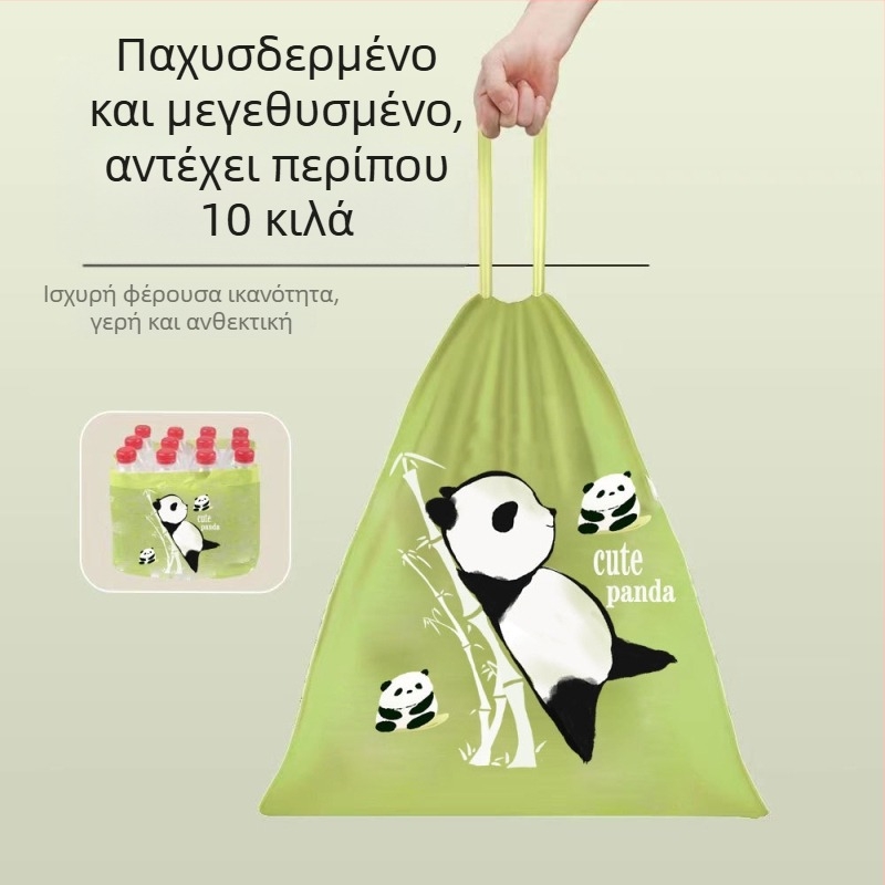 Σακούλα σκουπιδιών με κορδόνι σε σχήμα κουνελιού Panda, με πυκνή σακούλα καθαρισμού και κλείσιμο, σε ρολό κουζίνας και κορδόνι