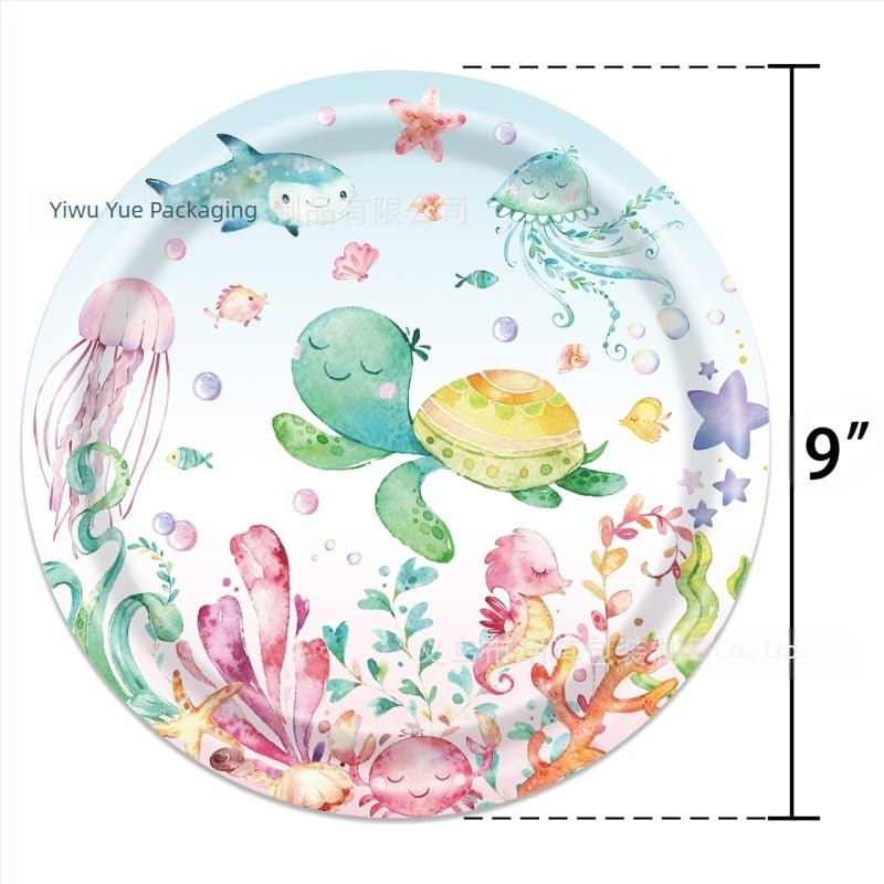 Νέο Υποβρύχιο Κόσμο με Θέμα Ωκεανό Είδη Παιδικού Πάρτι Γενεθλίων με Πιάτο Χάρτινων Ποτηριών μιας Χρήσης, Σετ Χαρτομάντιλων