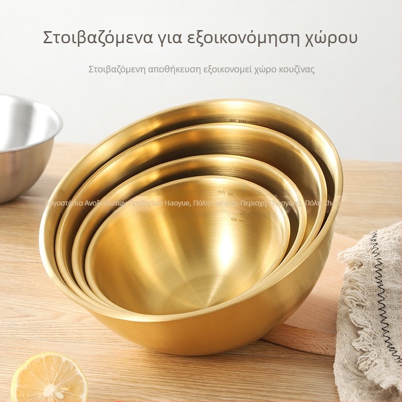 Ανοξείδωτο κορεάτικο μπολ σαλάτας με ζυγαριά για ψήσιμο και λεκάνη οικιακής χρήσης για κρύα νουντλς, λεκάνη ανάμειξης και κρύα νουντλς