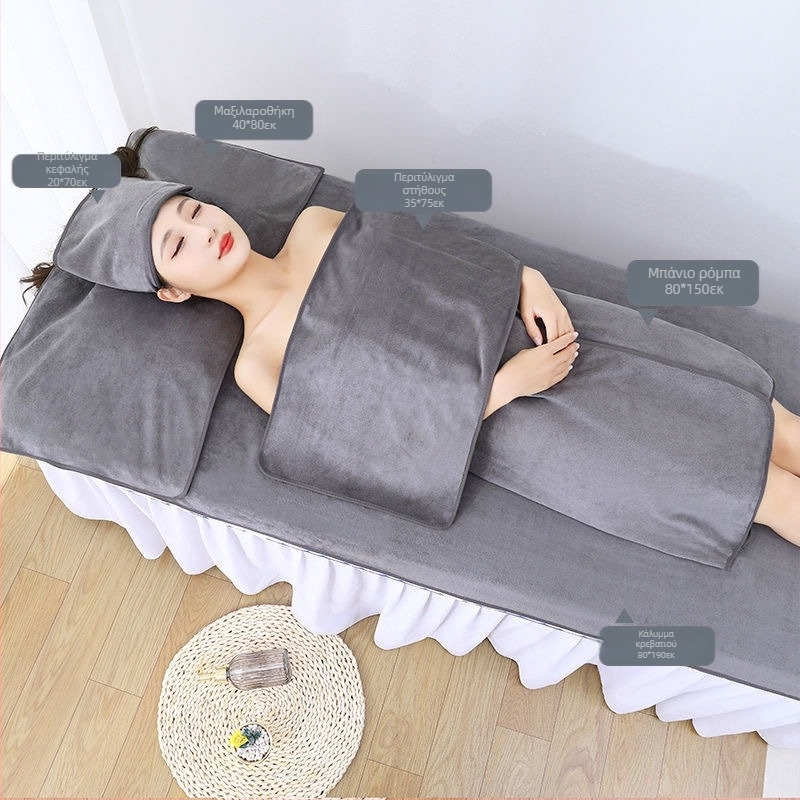 Σετ τριών τεμαχίων πετσέτας ομορφιάς με μικροΐνες και λογότυπο Velcro, χωρίς χνούδι, για την περιποίηση του δέρματος