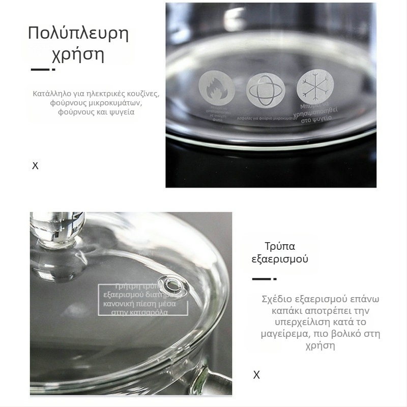 Γυάλινη κατσαρόλα υψηλής περιεκτικότητας σε βοριοπυριτικό, κατάλληλη για ηλεκτρικές κεραμικές εστίες, μπολ με διπλή λαβή για noodles, κατσαρόλα σούπας, κατσαρόλα μαγειρέματος, κατσαρόλα από σμάλτο