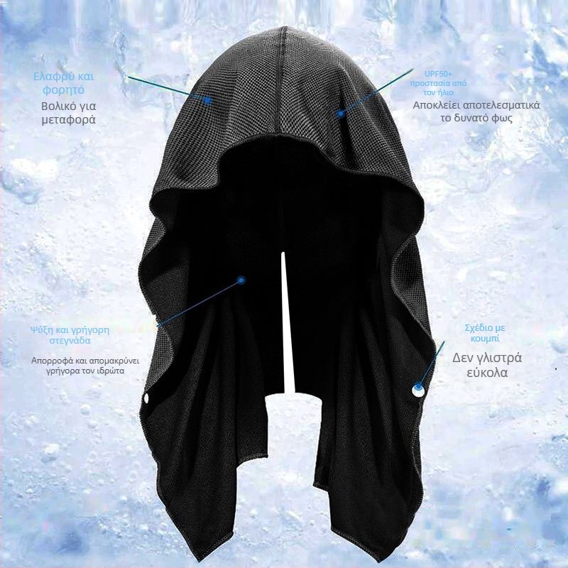 Πετσέτα με κουκούλα σε σχήμα U για γυμναστήριο, παραλία, κατασκήνωση, κατασκευή, αντηλιακή προστασία, γρήγορο στέγνωμα, αθλητική δροσερή πετσέτα, τουρμπάνι