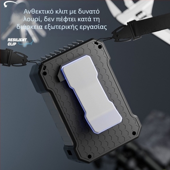 Εξωτερικός ανεμιστήρας μέσης εργοταξίου κρεμαστός USB που φορτίζει τον γρήγορο αναβάτη παράδοσης σούπερ άνεμος που κρεμάει τον ανεμιστήρα θησαυρού που φορτίζει τον λαιμό