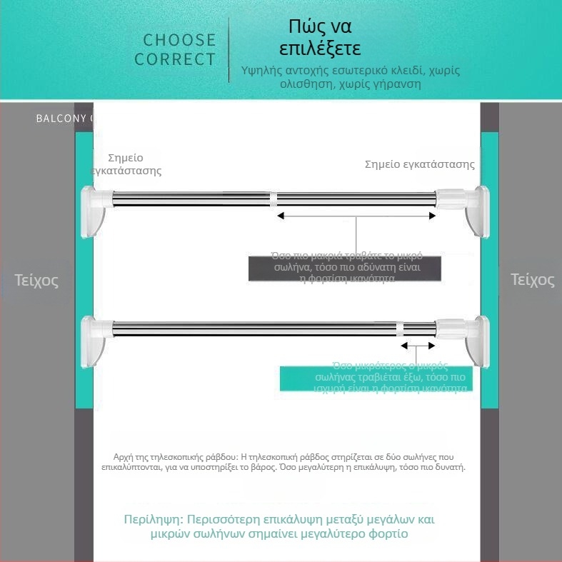 Ντουλάπα Ντουλάπα Ρούχων Ράβδος Κρεμάστρας Τηλεσκοπική Ράβδος Τουαλέτα χωρίς τρύπες Ράβδος Στεγνωτηρίου Ρούχων Εγκάρσια Μπάρα Ράβδος Κρεμάστρας Ρούχων Συρρικνούμενη Ίσια Ράβδος