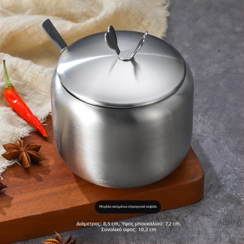 Βάζο από ανοξείδωτο ατσάλι σε κορεατικό στιλ, βάζο κουζίνας με σάλτσα σόγιας τσίλι, βάζο αλατιού με κουτάλι, κουτί καρυκευμάτων, δημιουργικό χρυσό βάζο