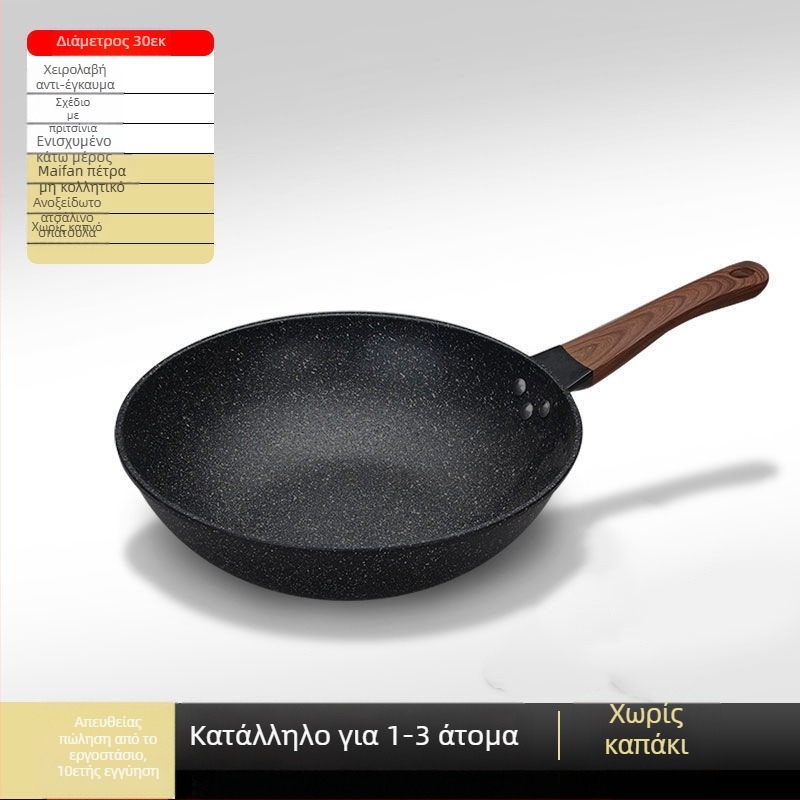 Άμεση παράδοση εργοστασίου αντικολλητικού τηγανιού ιατρικής πέτρας για οικιακή χρήση με λιγότερους καπνούς λαδιού, επίπεδο τηγάνι, σιδερένιο τηγάνι