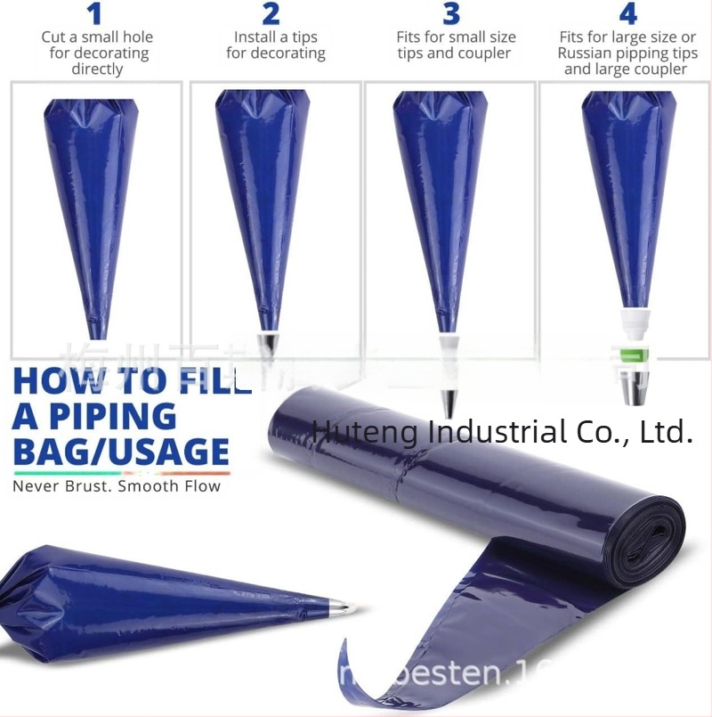 Amazon Μπλε σακούλα ρολού 50 τεμαχίων, σακουλάκι ζαχαροπλαστικής μιας χρήσης 25*52cm, με χοντρό κρεμώδες σακουλάκι