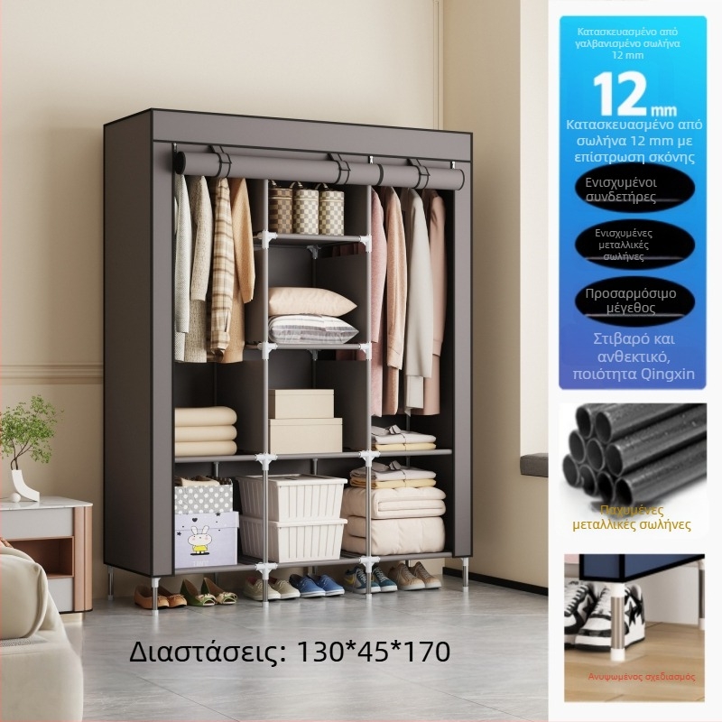Πολυστρωματική απλή ντουλάπα για είσοδο σπιτιού, ενοικιαζόμενο δωμάτιο κοιτώνα, μεταλλική κρεμάστρα ρούχων, κρεμάστρα ρούχων