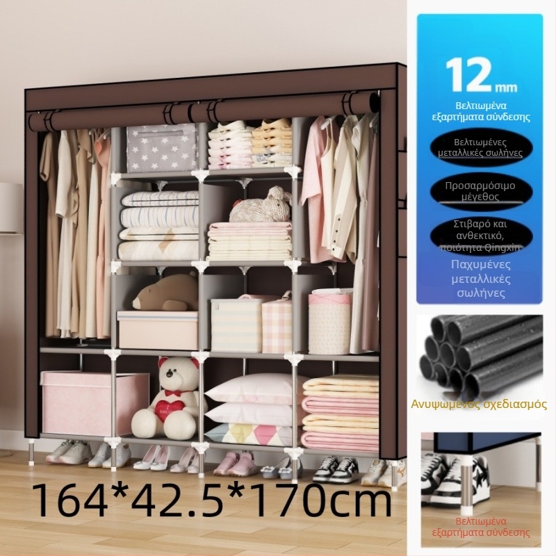 Πολυστρωματική απλή ντουλάπα για είσοδο σπιτιού, ενοικιαζόμενο δωμάτιο κοιτώνα, μεταλλική κρεμάστρα ρούχων, κρεμάστρα ρούχων