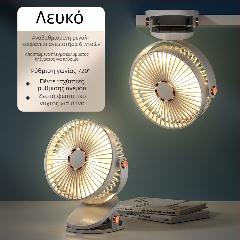 2024 Εκρήξεις Μικρός Ανεμιστήρας USB Φόρτιση Γραφείου Επιφάνεια Εργασίας Φοιτητική Κοιτώνα Κρεβάτι Κεφαλής Μεγάλο Κλιπ Μίνι Ανεμιστήρας