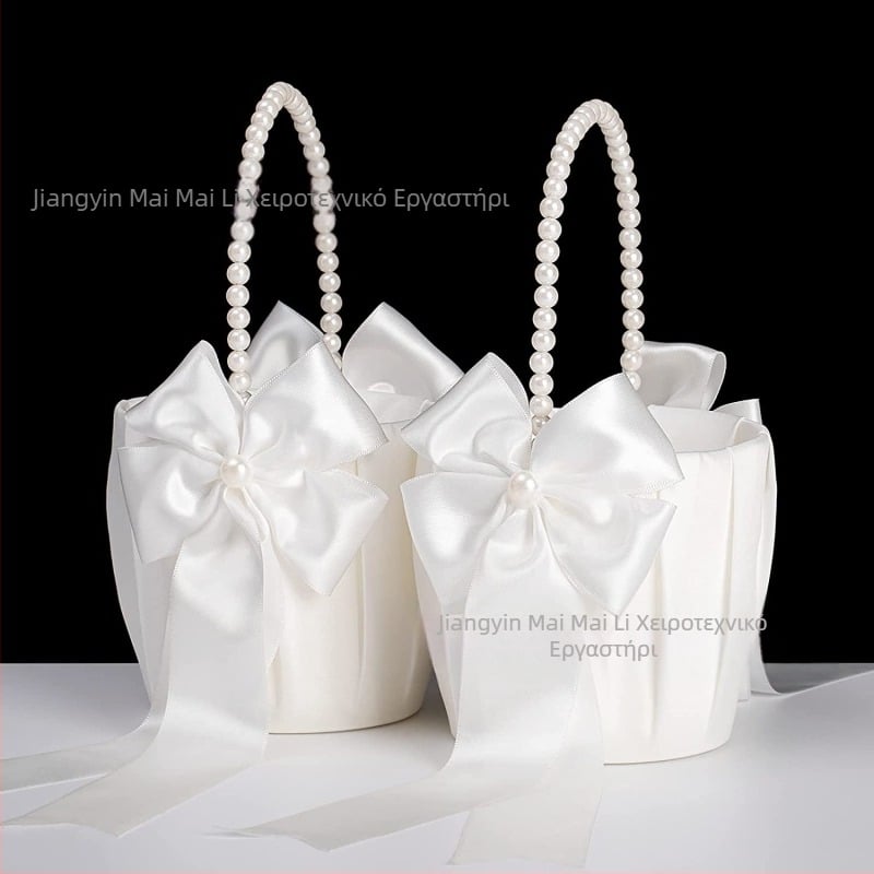 Καλάθι με λουλούδια γάμου σε δυτικό στιλ, με σχέδιο λουλουδιών για κορίτσια, πασπαλισμένο με λουλούδια, με σχέδιο λουλουδιών για κορίτσια, με σχέδιο λουλουδιών για γάμους, με σχέδιο λουλουδιών από πέρλες, με σχέδιο πεταλούδας.