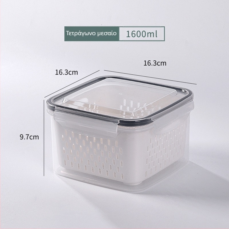 Οικιακό ψυγείο διπλής στρώσης αποστράγγισης, κουτί κατεψυγμένων τροφίμων κουζίνας, σφραγισμένο κουτί, διαφανές κουτί αποθήκευσης τροφίμων χονδρικής