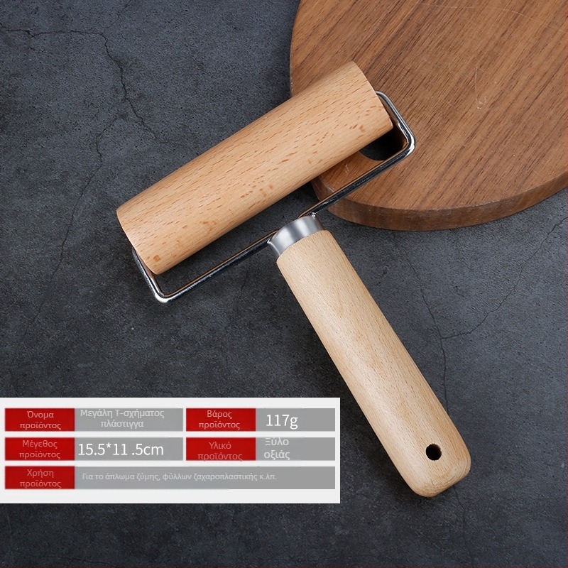 Ξύλινος πλάστης με ρολό από μασίφ ξύλο, ψήσιμο σε ξυλάκια, ξύλινα ρολά για ζυμαρικά, οικιακά gadgets κουζίνας