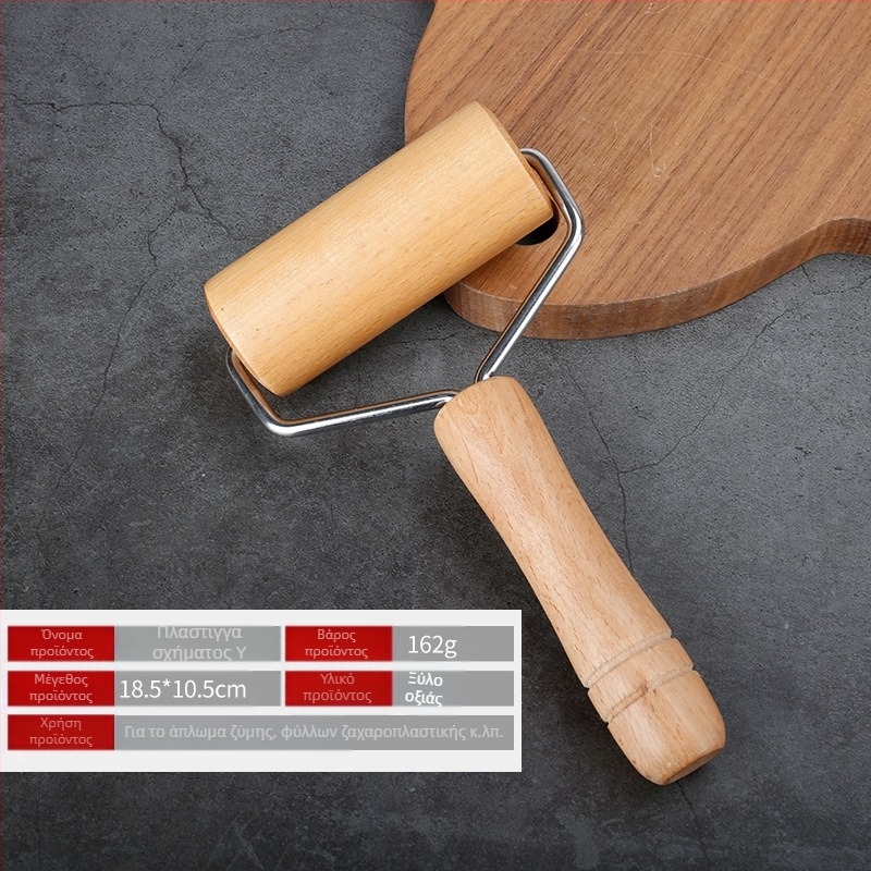 Ξύλινος πλάστης με ρολό από μασίφ ξύλο, ψήσιμο σε ξυλάκια, ξύλινα ρολά για ζυμαρικά, οικιακά gadgets κουζίνας