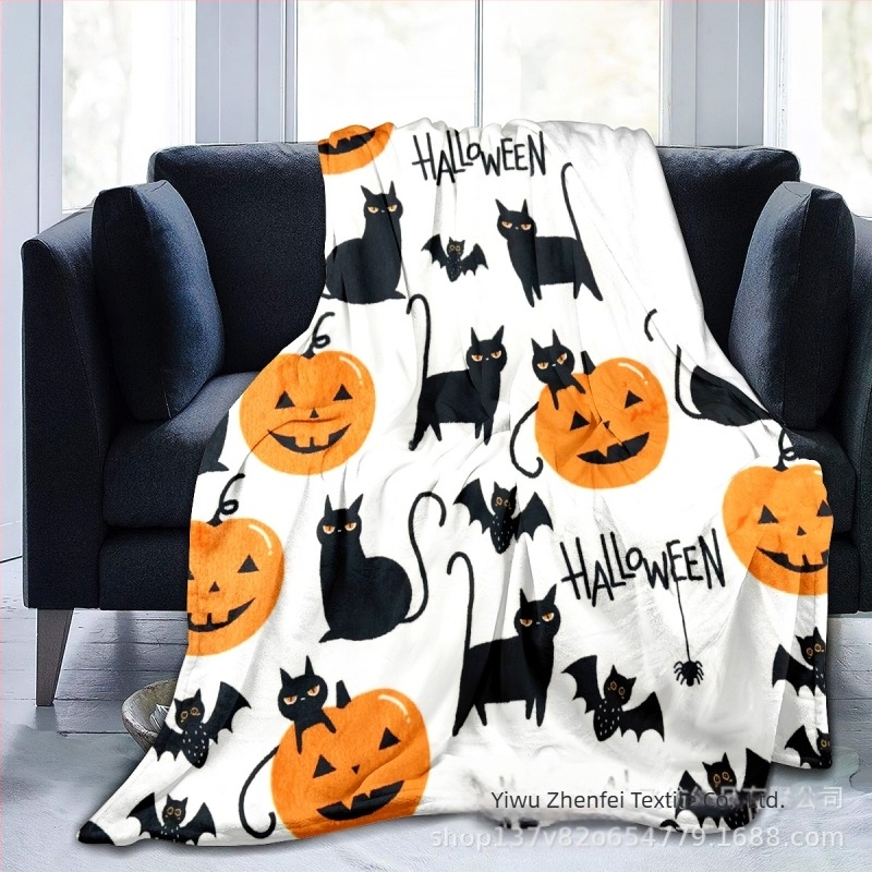 Πηγή Εργοστάσιο Άμεση Προμήθεια Amazon AliExpress Halloween Θέμα Κολοκύθας Νυχτερίδα Εκτύπωση Φανελένια Κουβέρτα