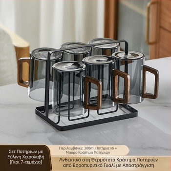 Κατασκευαστής χονδρικής γυάλινο φλιτζάνι τσαγιού με λαβή πράσινο φλιτζάνι τσαγιού οικιακό ανθεκτικό στη θερμότητα γυάλινο φλιτζάνι κινέζικο ξύλινο φλιτζάνι μελάνης λαβή υψηλής ποιότητας για επισκέπτες