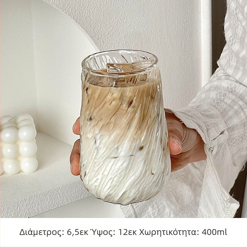 Vintage Whirlwind Μεγάλης Χωρητικότητας Παγωτό Αμερικάνικου Στυλ Κύπελλο Καφέ Latte από Πυκνό Διαφανές Γυάλινο Κύπελλο Ποτού με Ανθεκτικό σε Υψηλή Θερμοκρασία