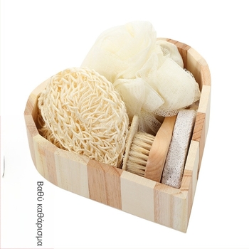 Μεγάλο σετ μπάνιου Love, βούρτσα σιζάλ, βούρτσα προσώπου Luffa Slice, λείανση ποδιών, μπάνιο με πέτρες, μπάνιο με λουλούδια, πέντε τεμάχια