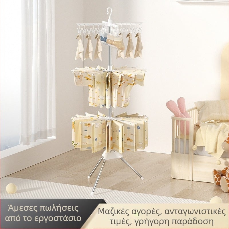 Χονδρική Ράφι Ξήρανσης Μωρού Πολυλειτουργική Ράφι Πετσετών σε Σχήμα Δέντρου με Κινητό Μπαλκόνι, Πολυστρωματική Ράφι Ξήρανσης Πάνων για Μωρά